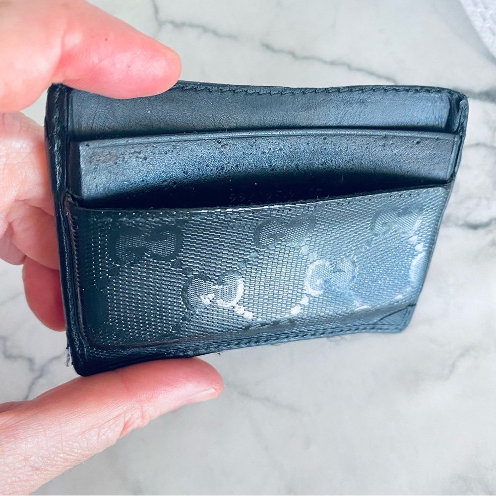 💯Auth. Gucci Black Monogram Card Case
